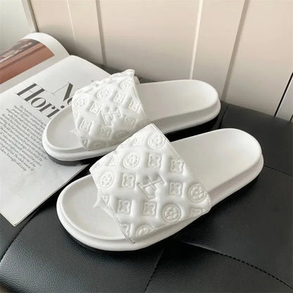 Ladies Magic Sticker Flat Slippers Summer New Designer Luxury Sandals for Women Elegant Home Flat Slippers Zapatos De Mujer