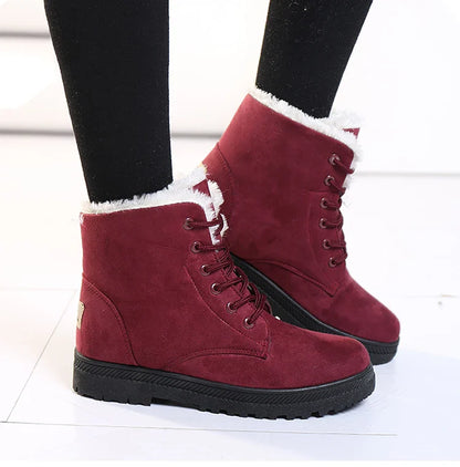 Boots Korean Style Winter Boots Snow Winter Shoes Woman Low Heels Women 's Fur Boots Ankle Combat Botas Mujer Luxury Footwear