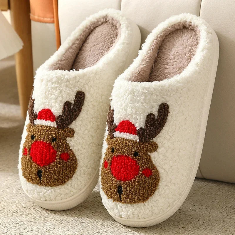 Halloween Home Slipper Women Plush Indoor Floor Non Slip Men Male House Shoes Fuzzy Winter Warm skull cartoon Female Plaid Gift